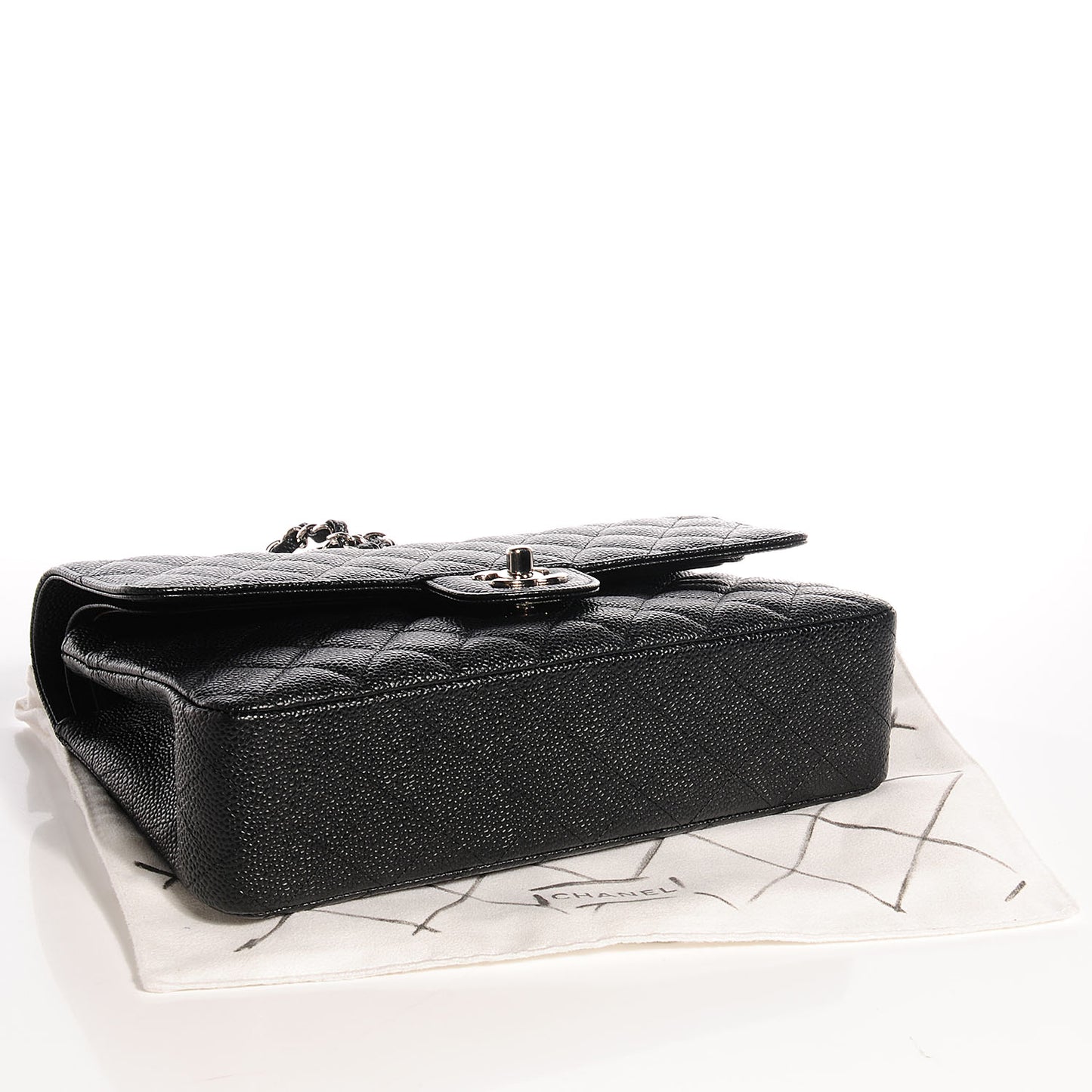 Caviar Quilted Medium Double Flap Black