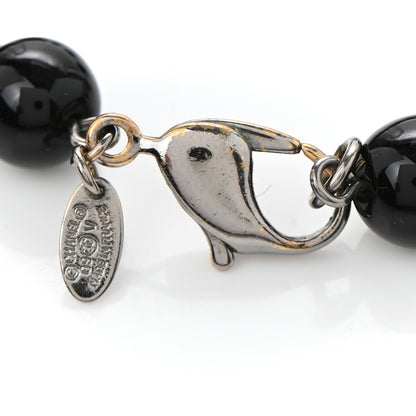 Chanel Pearl Beaded CC Long Necklace Silver Black 5 of 7