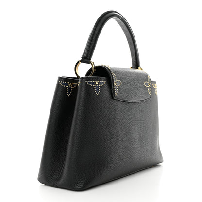 Louis Vuitton Taurillon Flower Capucines PM Black Blue 3 of 16