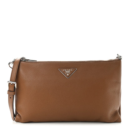 Prada Vitello Daino Zippered Crossbody Bag Brandy 1 of 9