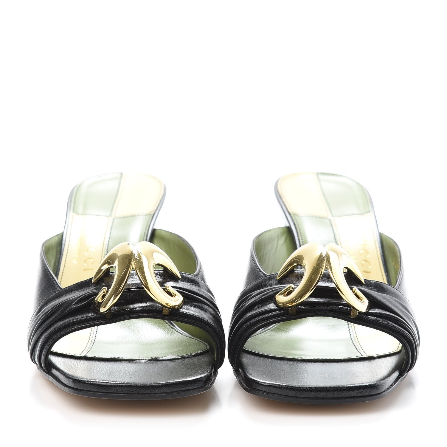 Gucci Malaga Kid Half Moon GG Square Toe Slide Sandals 37 Black 2 of 10