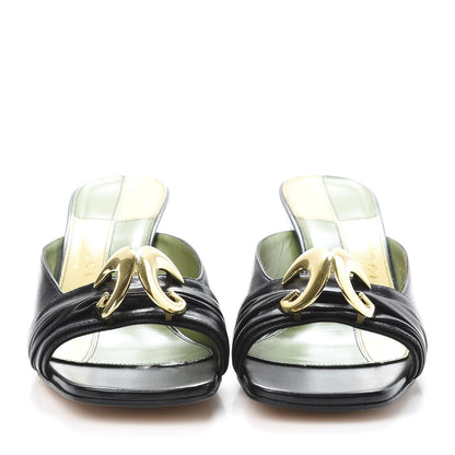 Gucci Malaga Kid Half Moon GG Square Toe Slide Sandals 37 Black 2 of 10