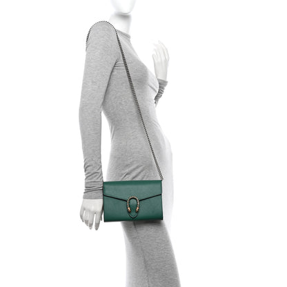 Gucci Calfskin Mini Dionysus Chain Wallet Emerald 2 of 12