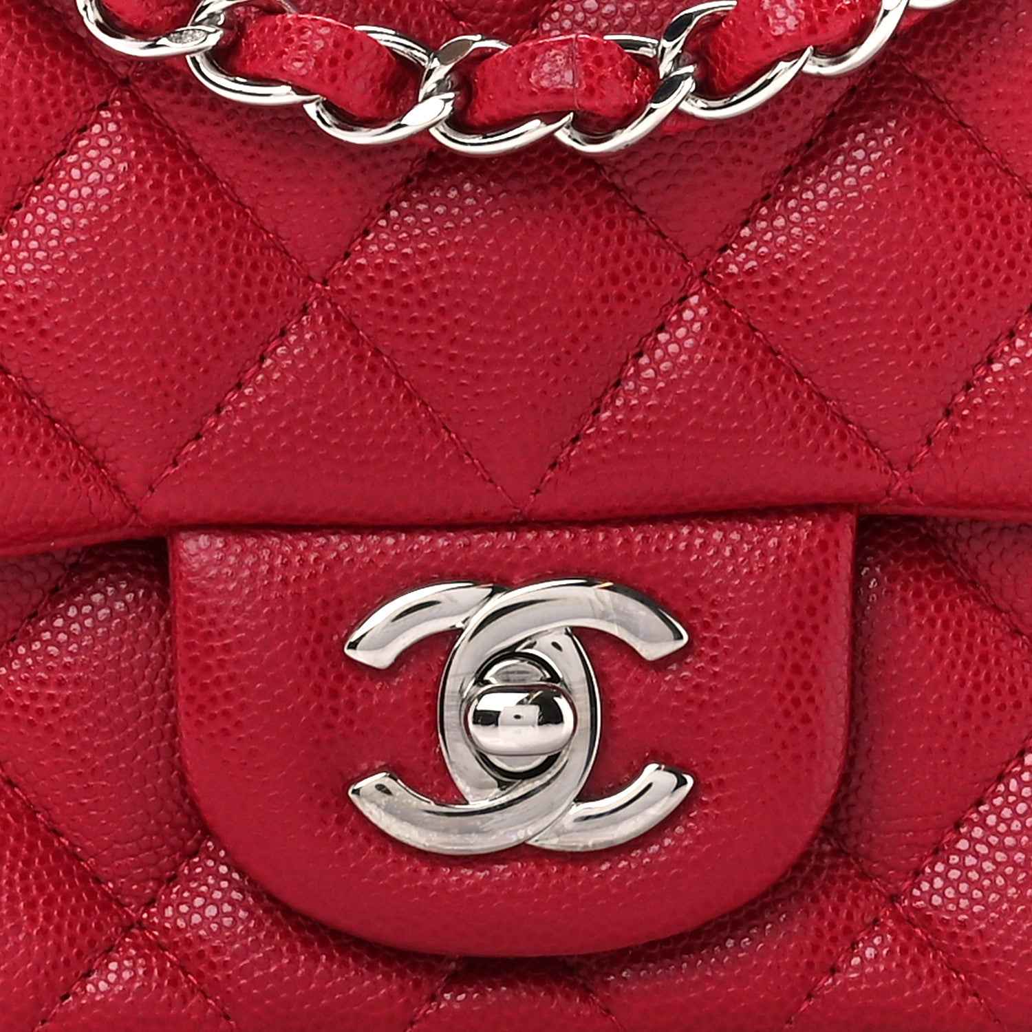 Chanel Caviar Quilted Mini Square Flap Red 9 of 11