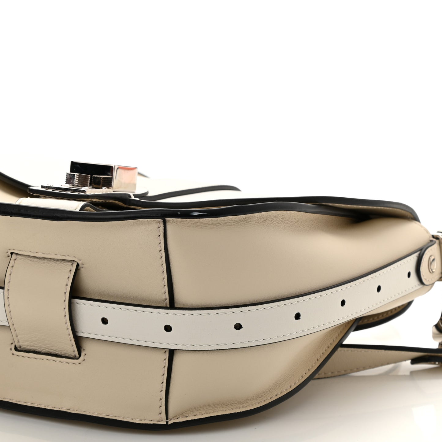 Calfskin PS11 Medium Saddle Bag Optical White Clay