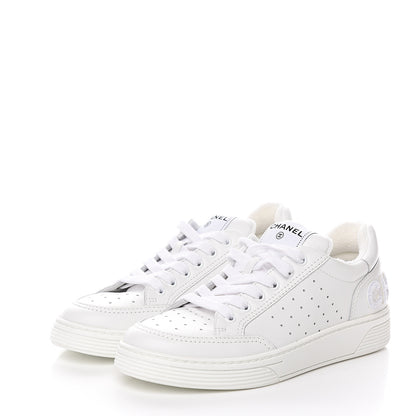 Chanel Calfskin Womens Logo Sneakers 38 White 3 of 9