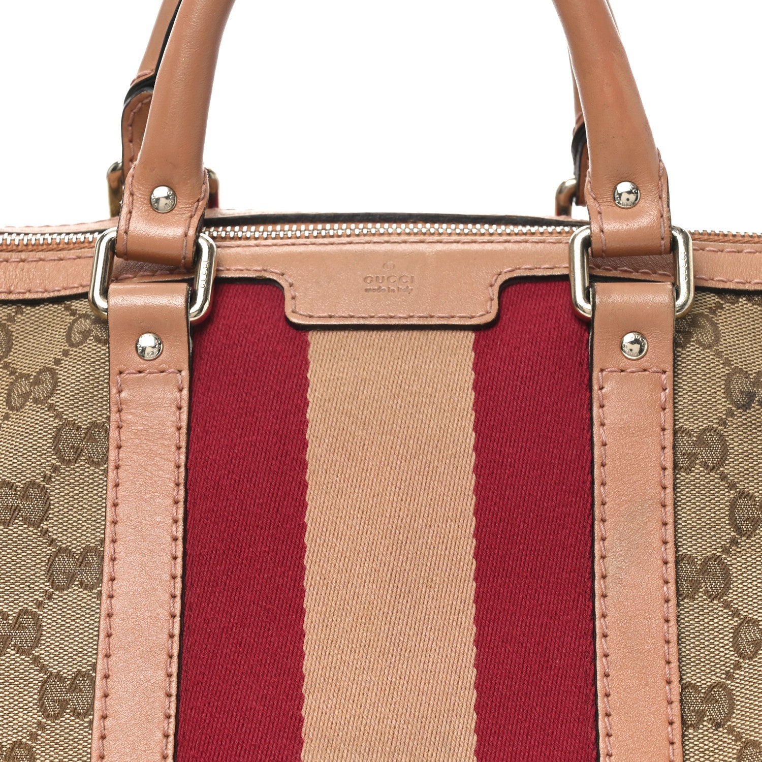 Gucci Monogram Vintage Web Medium Boston Pink 8 of 11