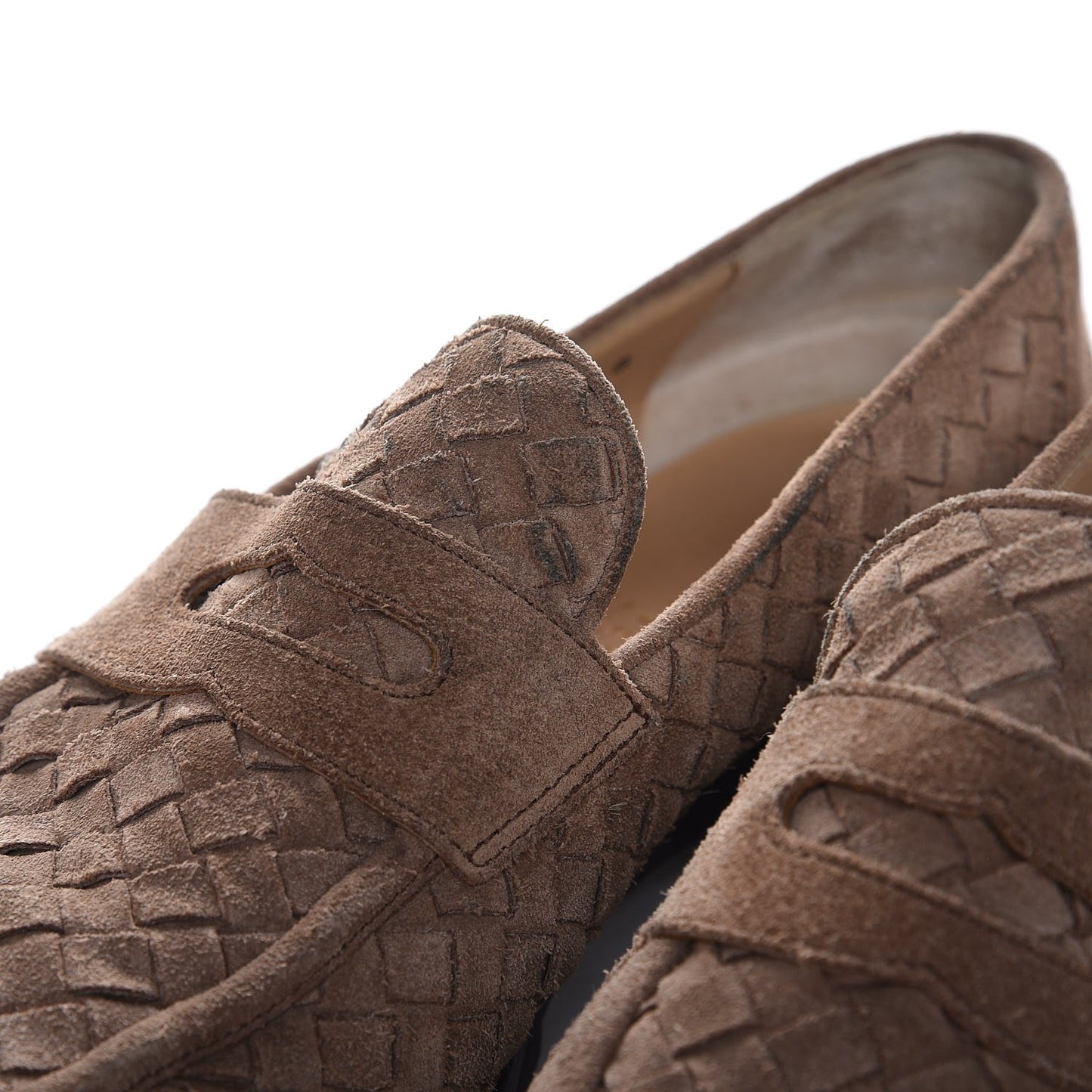 BOTTEGA Suede Intrecciato Penny Loafers 8.5