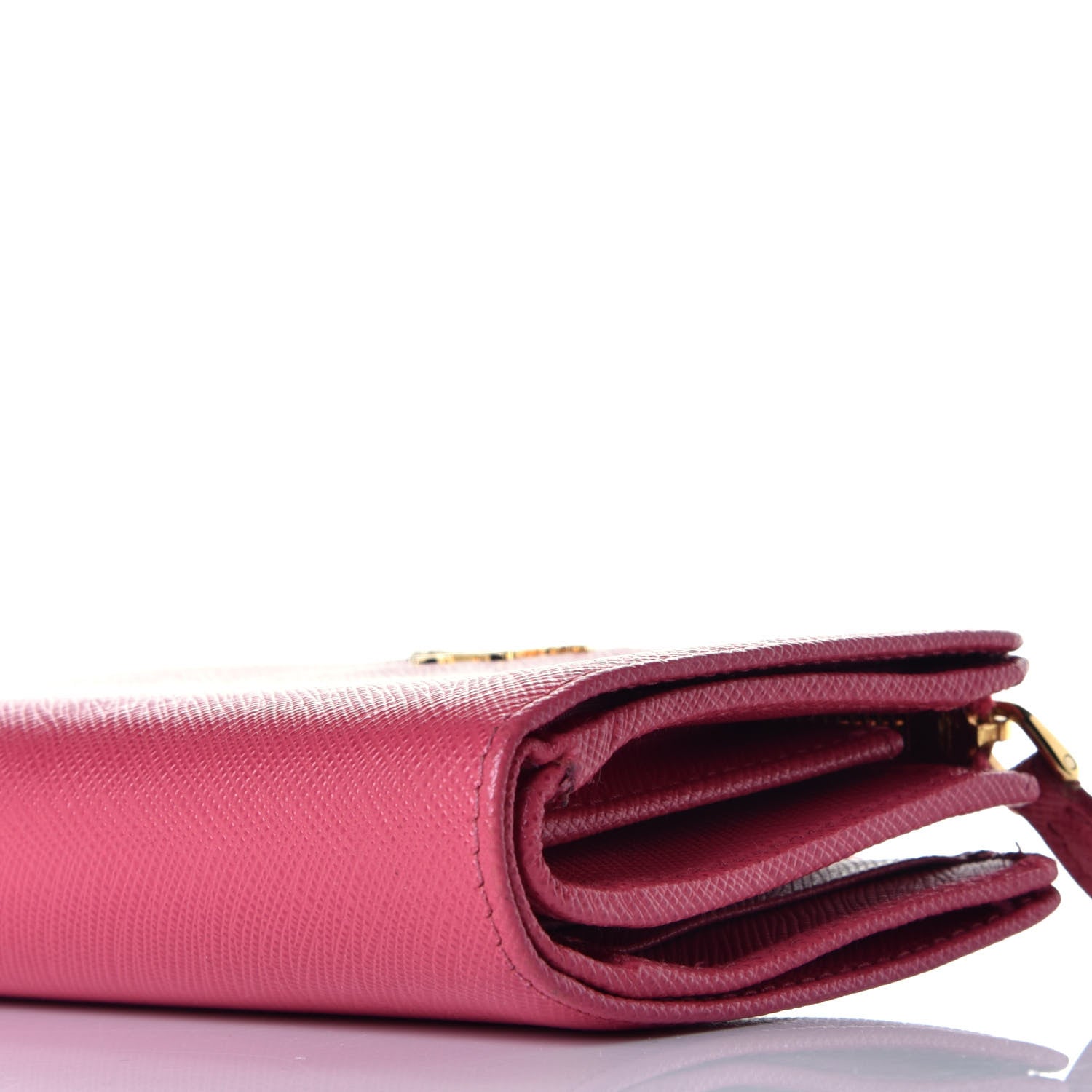 Prada Saffiano Metal Compact Wallet Peonia 9 of 9