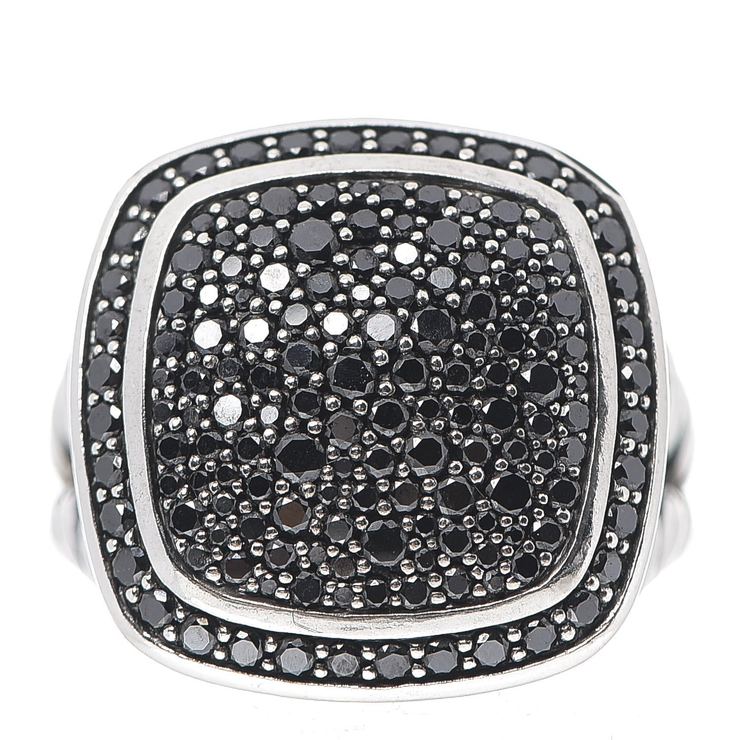 Sterling Silver Black Diamond 14mm Albion Pave Ring 52 6