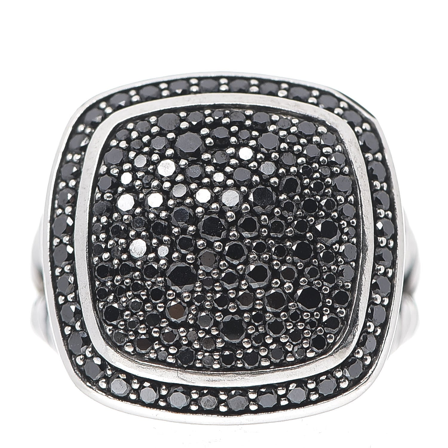 David Yurman Sterling Silver Black Diamond 14mm Albion Pave Ring 52 6 1 of 4