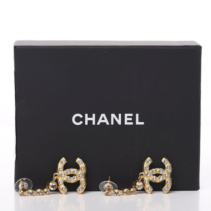 Chanel CC Crystal Drop Earrings Gold 7 of 7