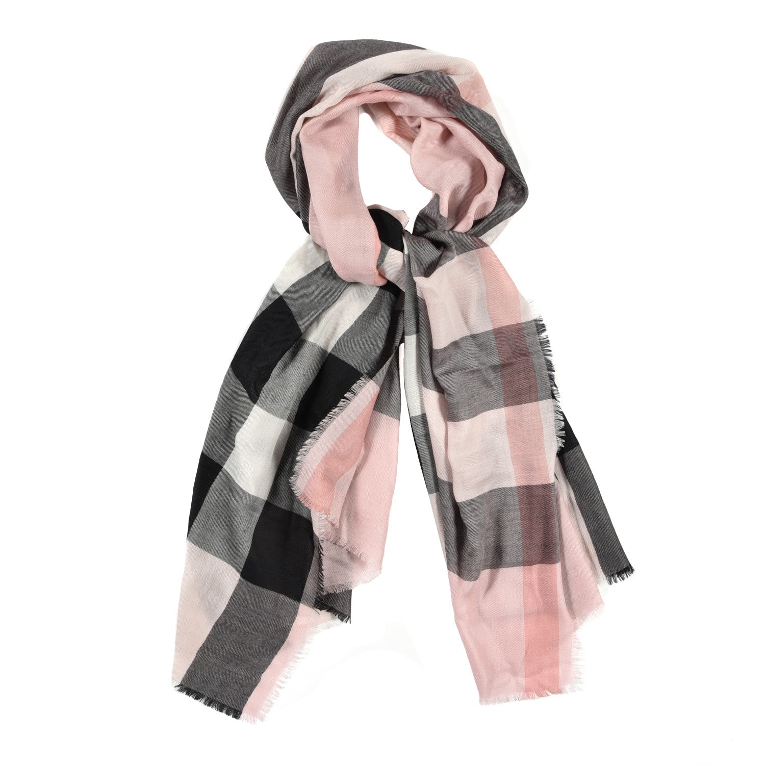 Burberry Cashmere Mega Check Scarf Ash Rose 1 of 4