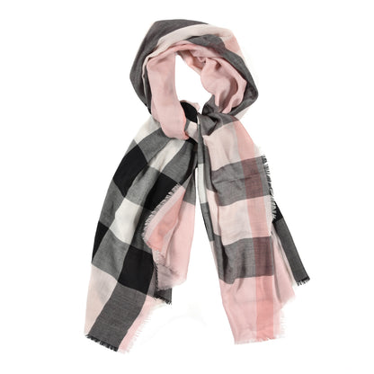 Burberry Cashmere Mega Check Scarf Ash Rose 1 of 4