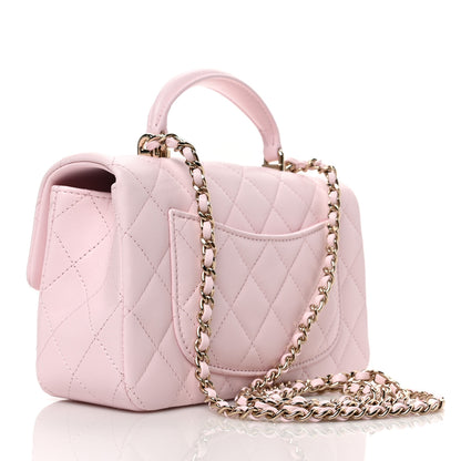 Chanel Lambskin Quilted Mini Top Handle Rectangular Flap Light Pink 3 of 9