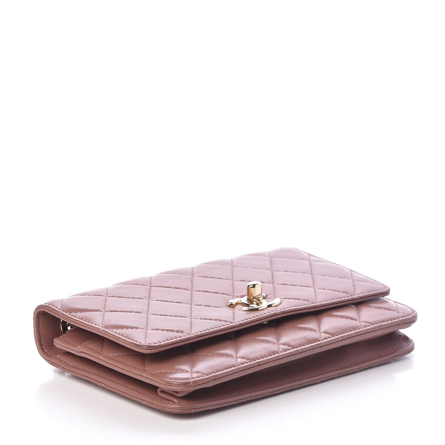 Lambskin Quilted Trendy CC Wallet On Chain WOC Pink