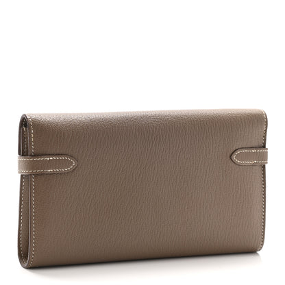 Hermes Chevre Mysore Kelly Longue Wallet Etoupe 3 of 9
