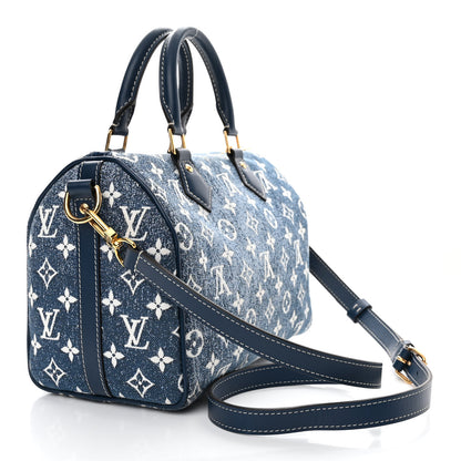 Louis Vuitton Monogram Jacquard Denim Speedy Bandouliere 25 Bleu 3 of 11