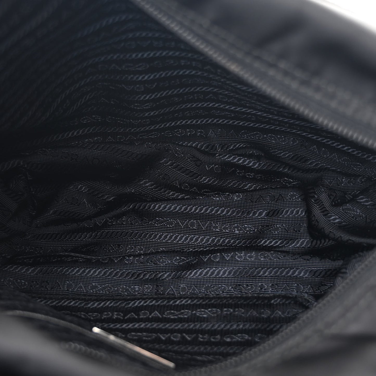 Tessuto Nylon Saffiano Double Buckle Messenger Shoulder Bag Black