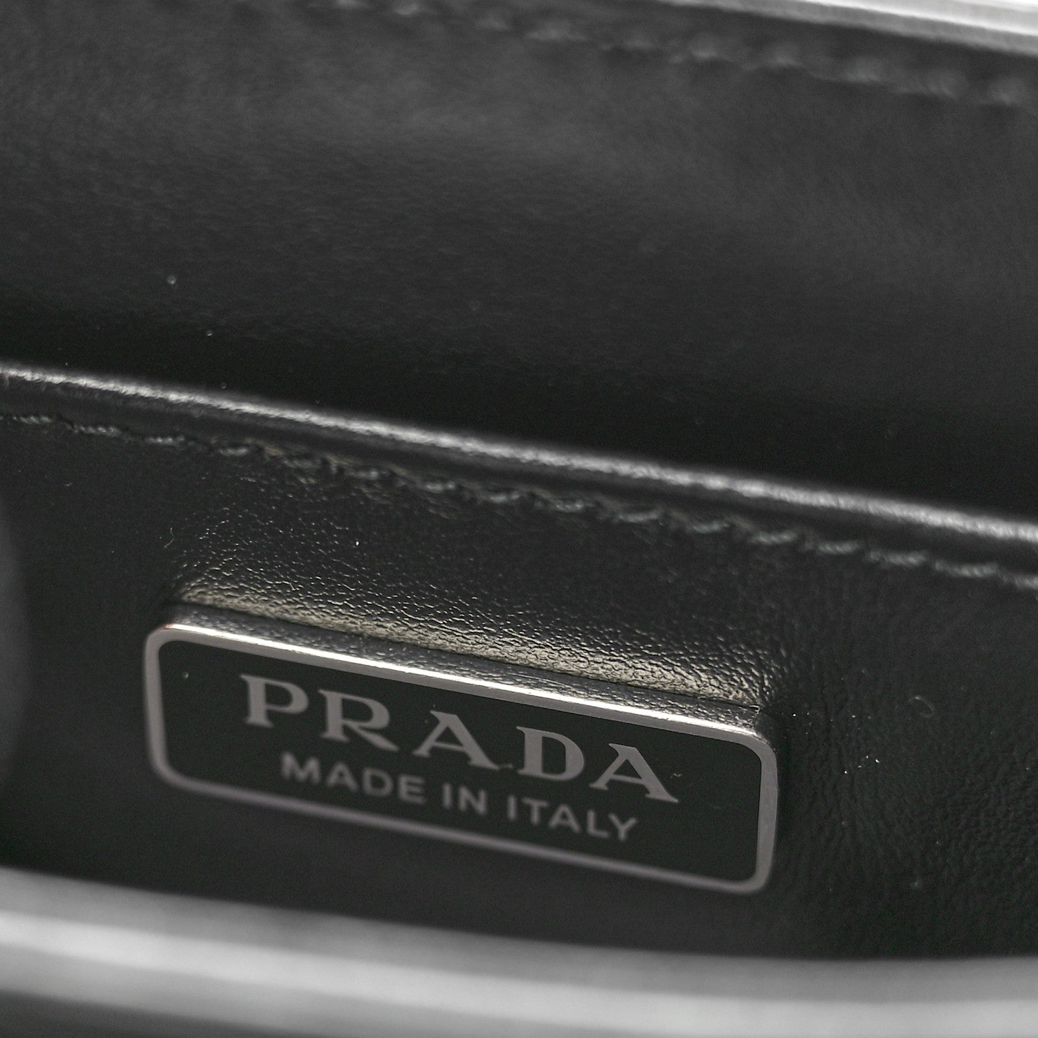 Prada Spazzolato Metal Triangle Logo Small Double Handle Crossbody Tote Black 7 of 10