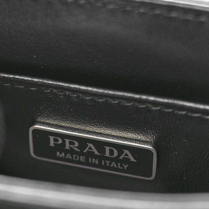 Prada Spazzolato Metal Triangle Logo Small Double Handle Crossbody Tote Black 7 of 10