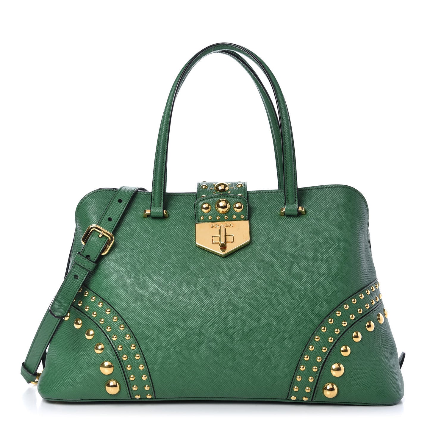 Saffiano Studded Bijou Tote Verde