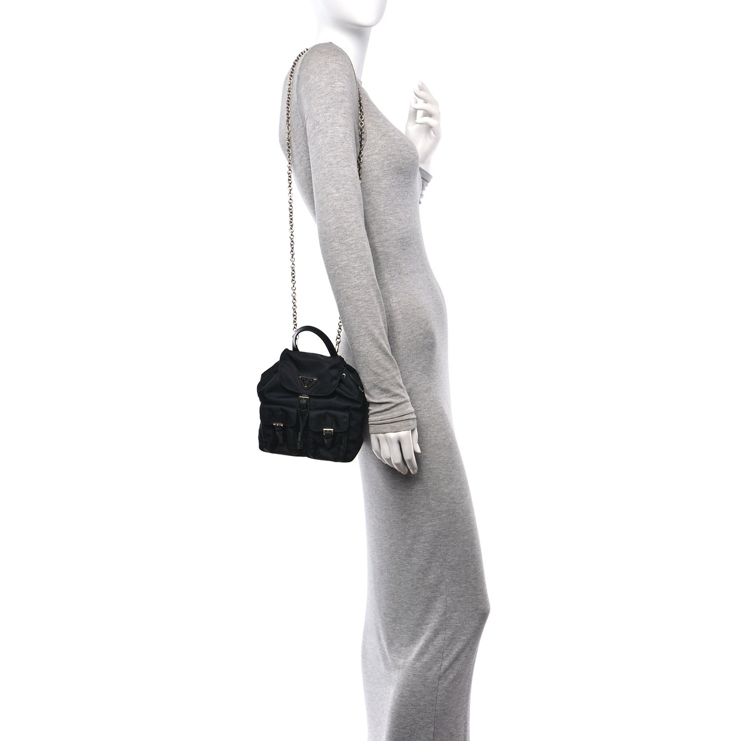Nylon Vela Mini Crossbody Backpack Black