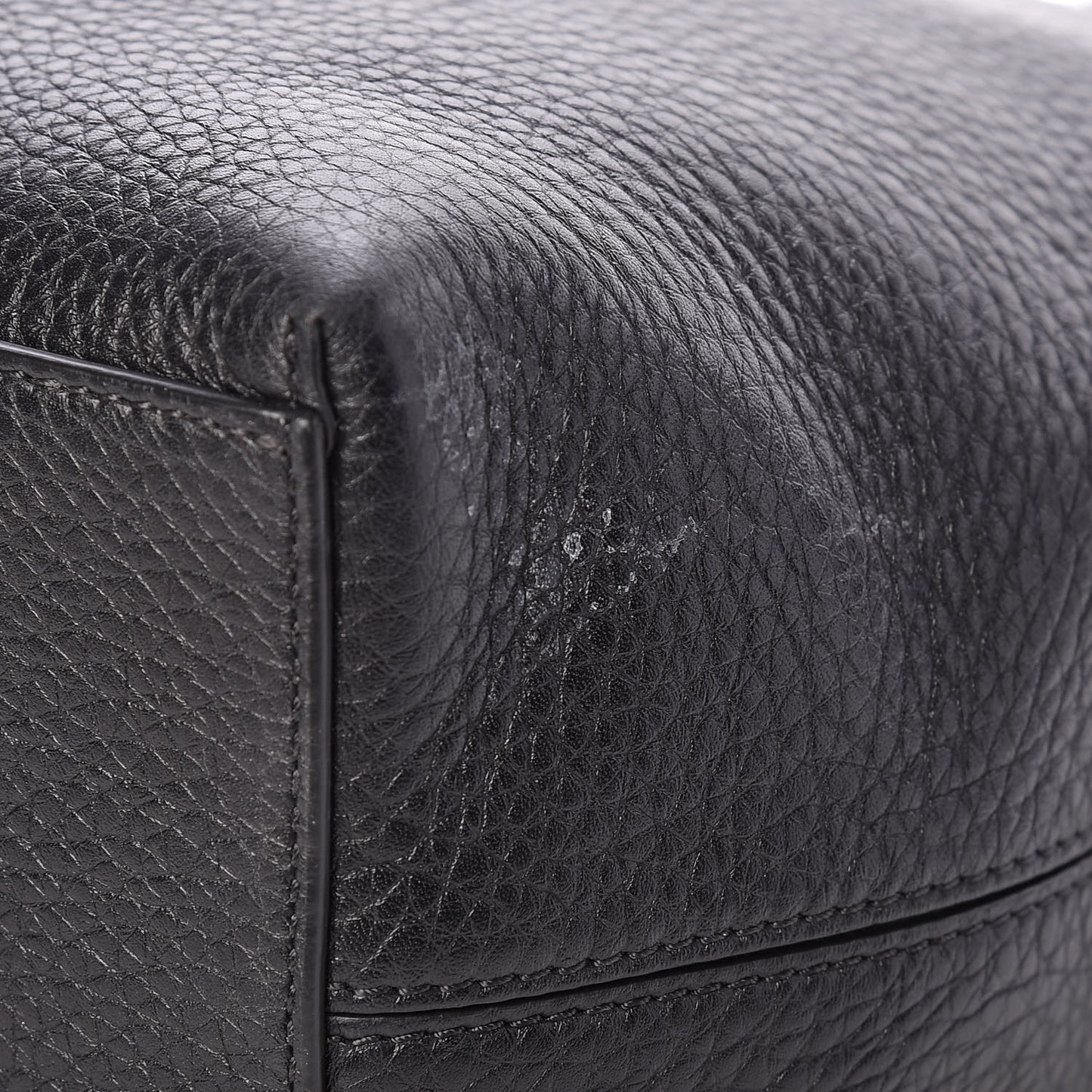Grained Calfskin Rockstud Shoulder Tote Black