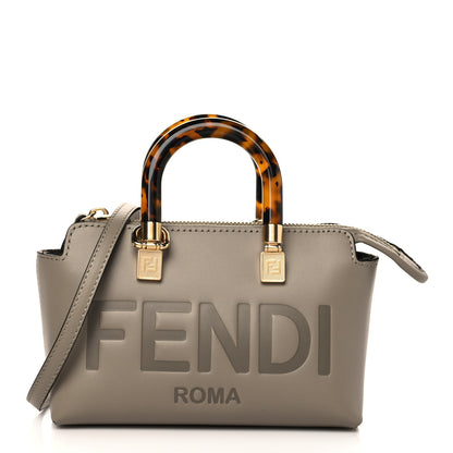 Fendi Vitello King Plexiglass Logo Embossed Mini By The Way Top Handle Boston Bag Tortora 1 of 6