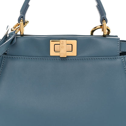 Fendi Nappa Mini Peekaboo Iconic Satchel Blue 8 of 10