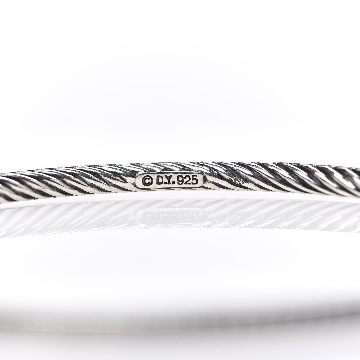 David Yurman Sterling Silver Black Diamond Cable Bangle Bracelet 4 of 4