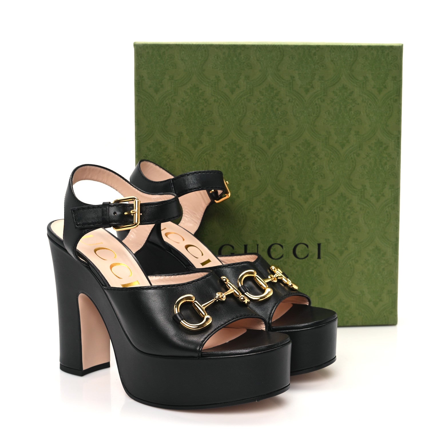 Gucci Nappa Charlotte Horsebit 40/135mm Platform Sandals 41 Black 10 of 10