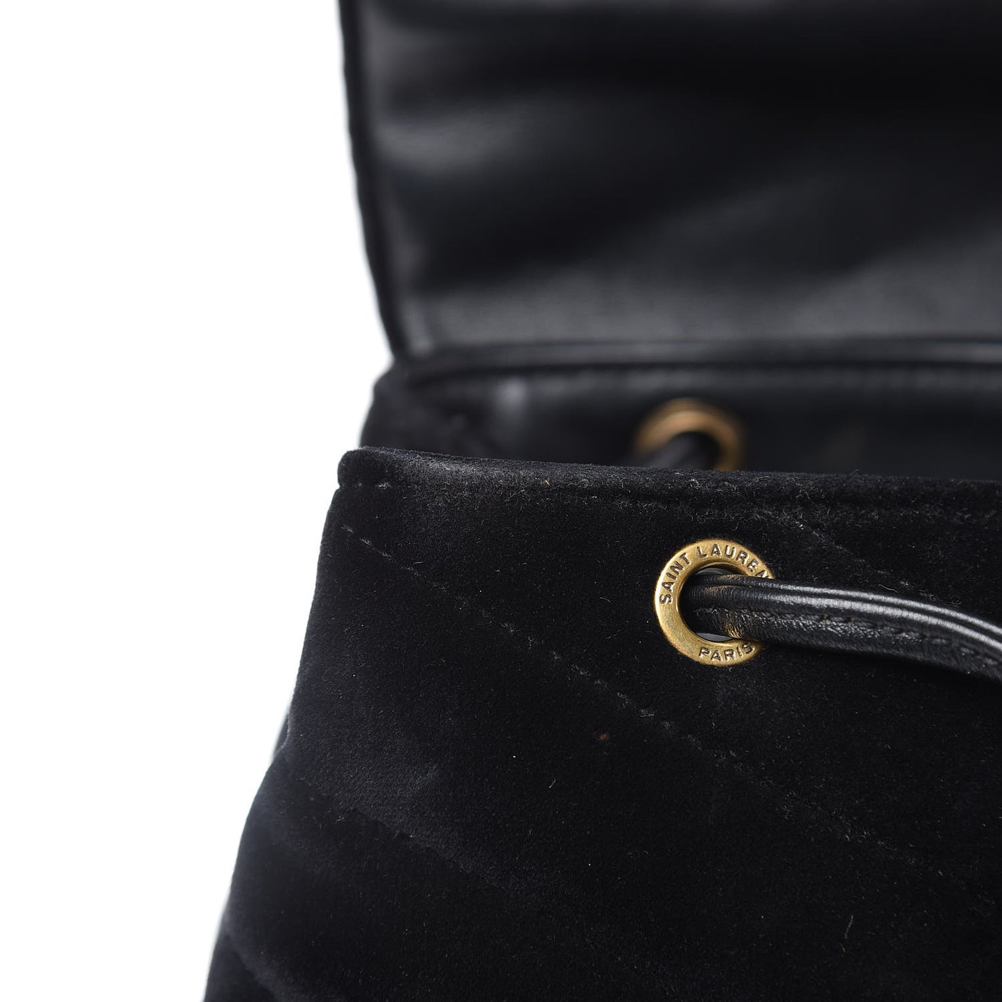 Velvet Y Quilted Monogram Small Loulou Backpack Black
