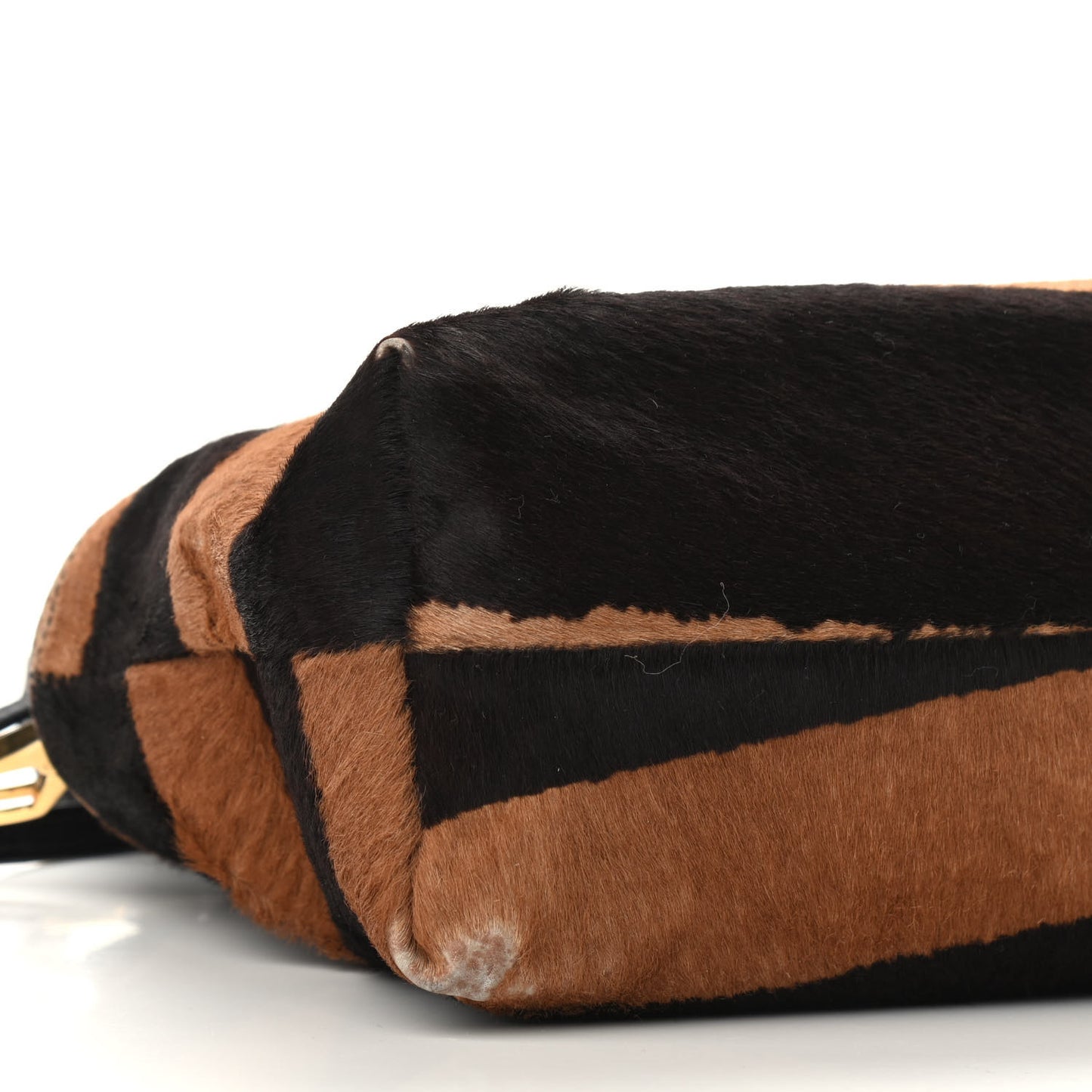 Calf Hair Striped Little Crush Dark Camel Black
