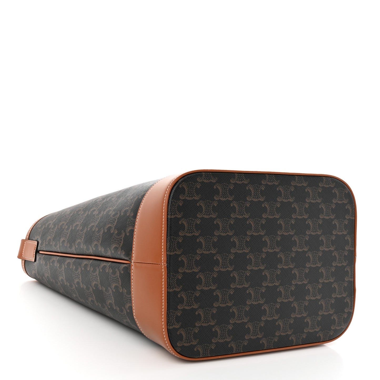 Triomphe Canvas Calfskin Medium Bucket Bag Tan