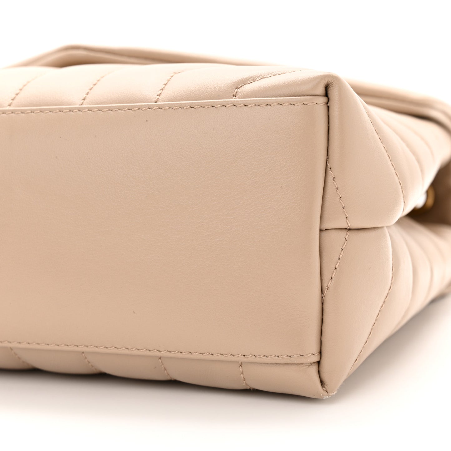 Calfskin Y Quilted Monogram Small Loulou Chain Satchel Dark Beige