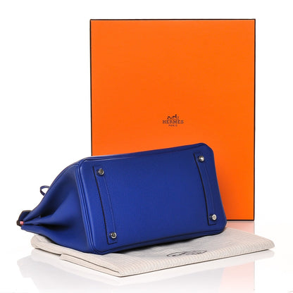 Hermes Togo Horseshoe Birkin 30 Bleu Electrique Rose Lipstick 5 of 29