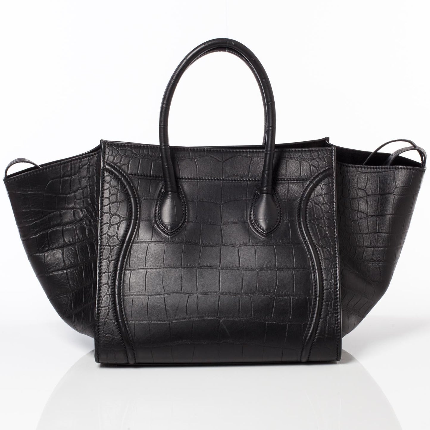 Crocodile Embossed Small Phantom Luggage Black