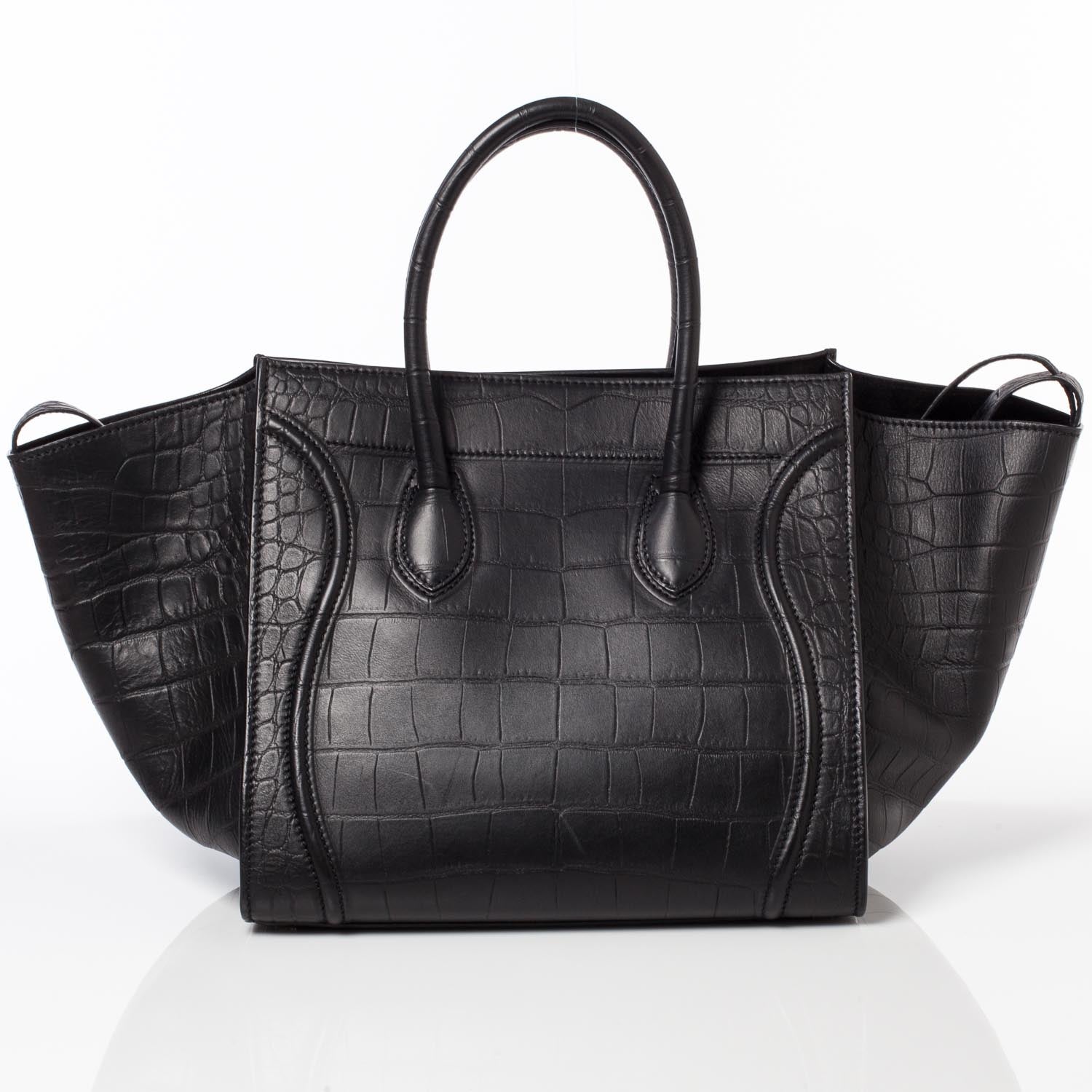 Celine Crocodile Embossed Small Phantom Luggage Black 4 of 8