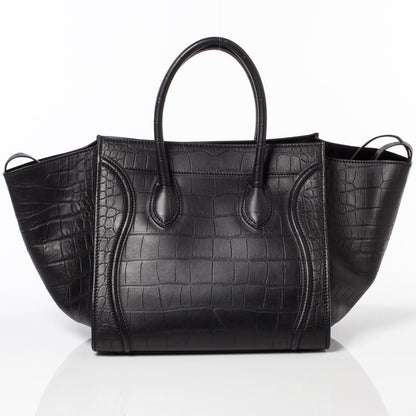 Celine Crocodile Embossed Small Phantom Luggage Black 4 of 8