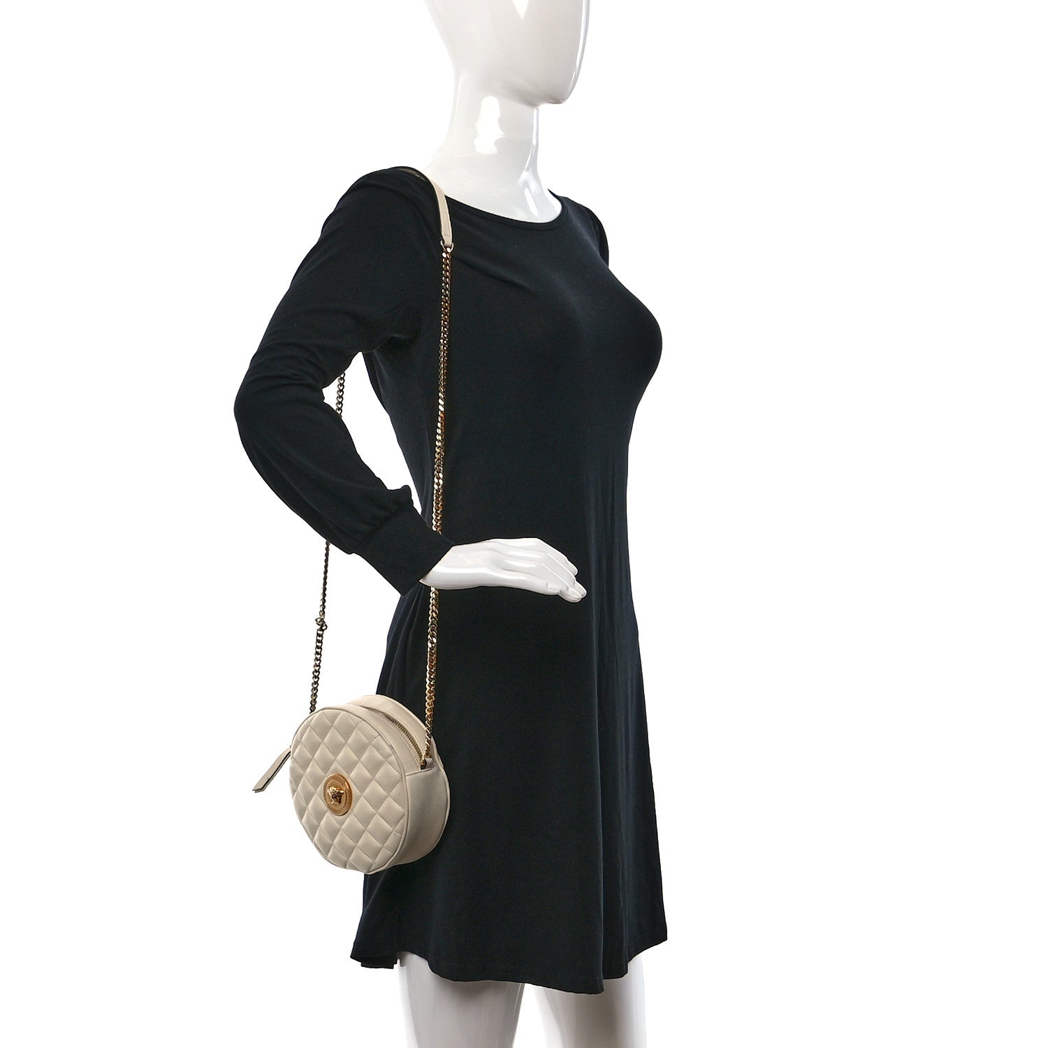 Versace Nappa Quilted La Medusa Round Camera Bag White 2 of 13
