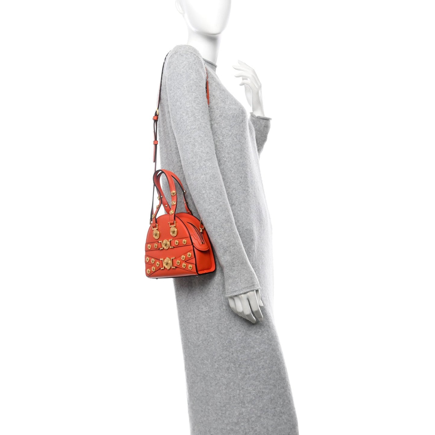Calfskin Small Medallion Tribute Bowling Bag Orange