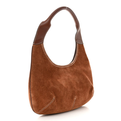 Salvatore Ferragamo Suede Stitched Hobo Brown 3 of 9