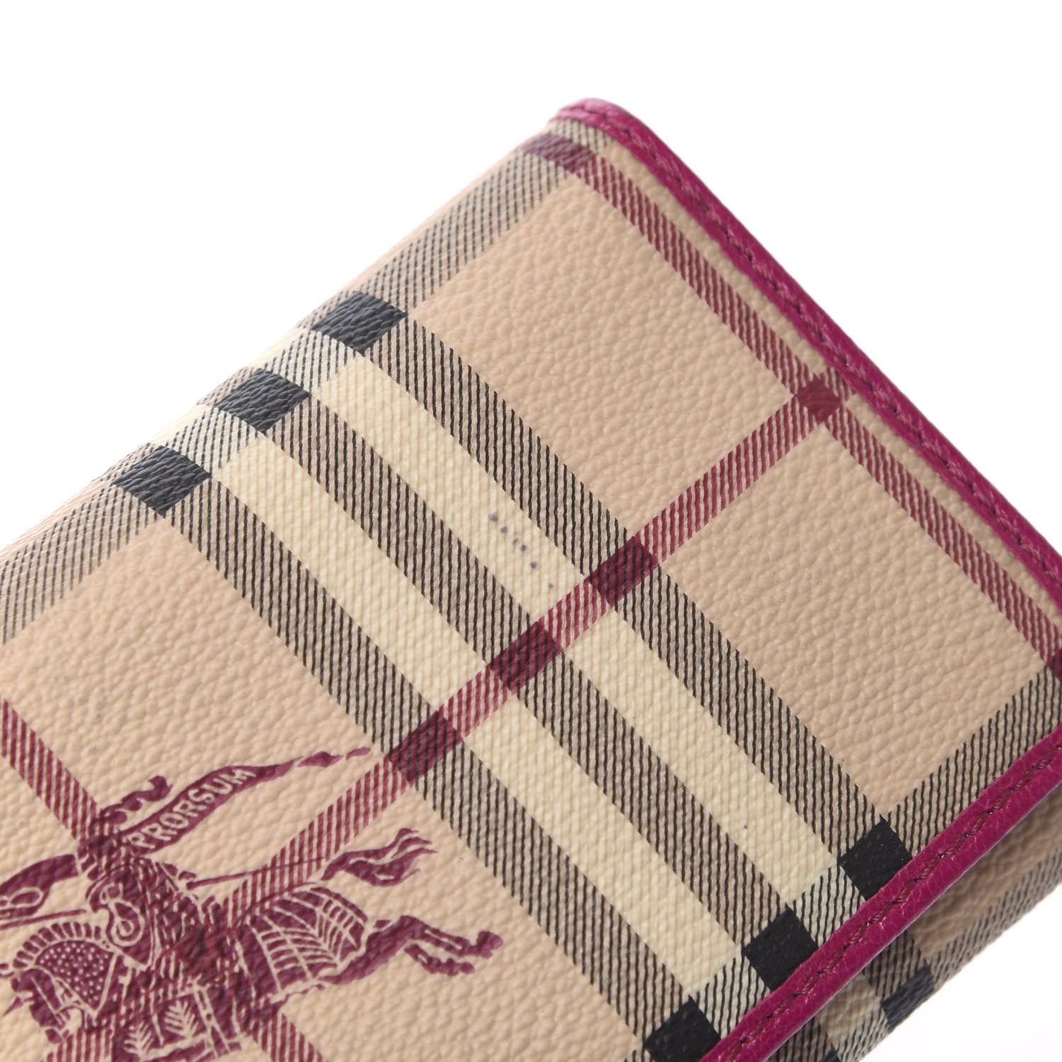 Burberry Haymarket Check Continental Wallet Rhubarb Pink 9 of 10