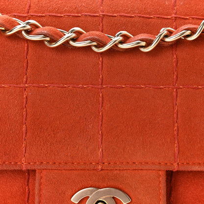 Chanel Suede Square Double Stitch Flap Orange 9 of 17