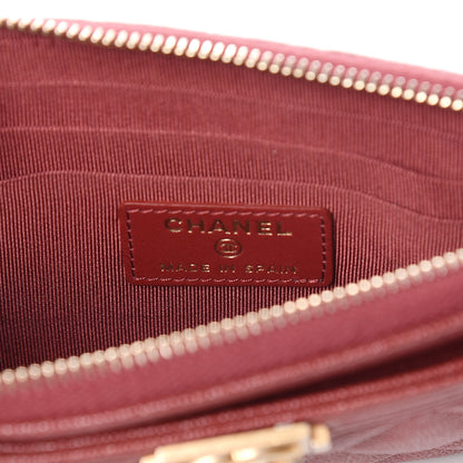 Chanel Caviar Quilted Classic Zip Boy Pouch Burgundy 6 of 12