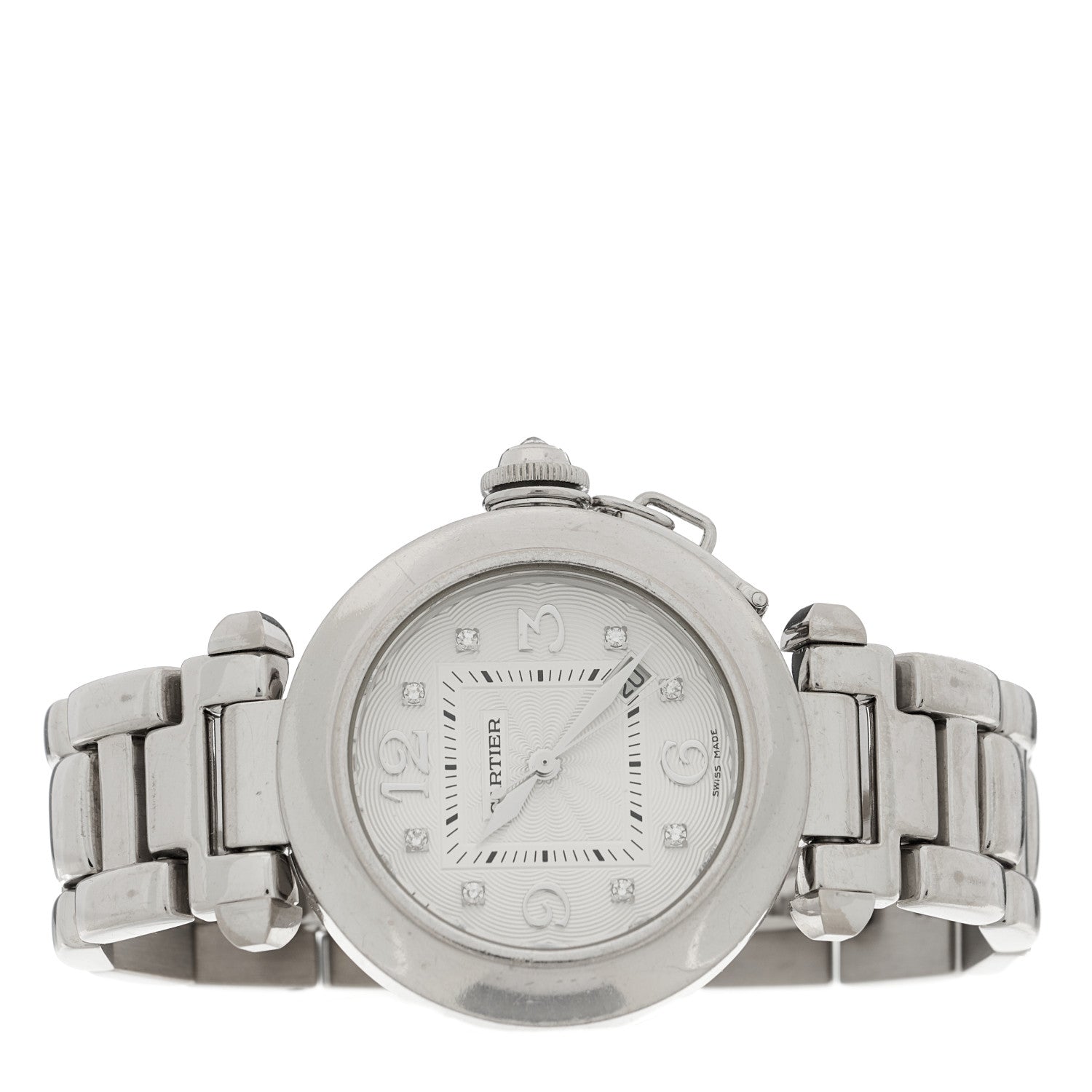 Cartier 18K White Gold Diamond 32mm Pasha C Automatic Watch 2 of 4