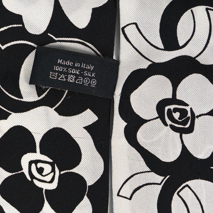 Chanel Silk Clover CC Slim Bandeau Scarf Black White 3 of 4