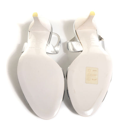 Hermes Laminated Calfskin Night 70 Slingback Sandals 37 Silver 5 of 5