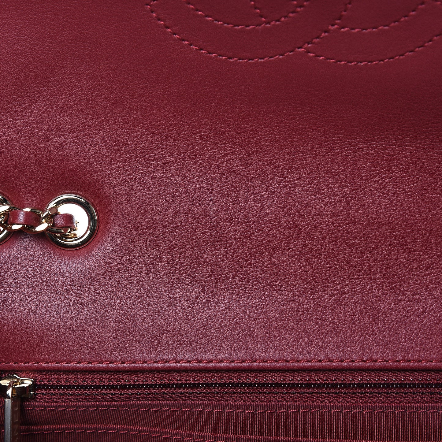 Calfskin Chevron Quilted Statement Flap Burgundy